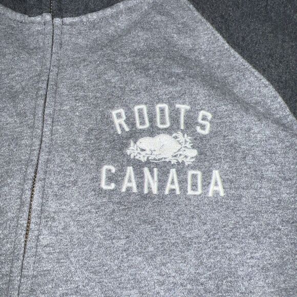 Roots Canada Full Zip Hoodie Sweatshirt Gray Men’s Size Medium - Picture 4 of 5